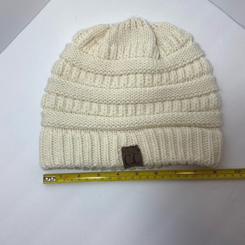 C.C Exclusives Knit Beanie – Ivory/Cream – One Size - Picture 3 of 6